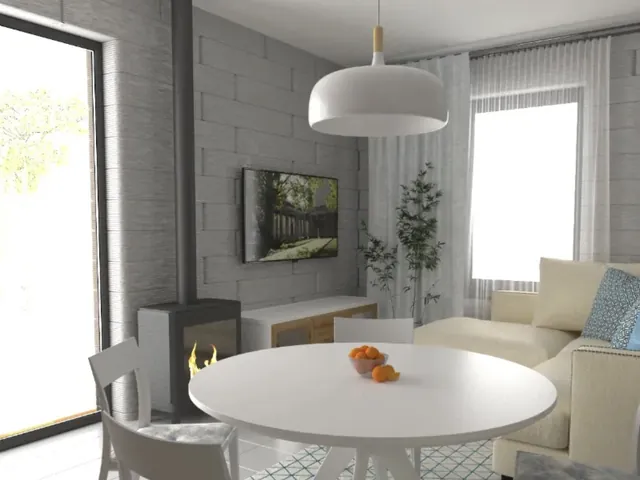 A room in a house with block walls